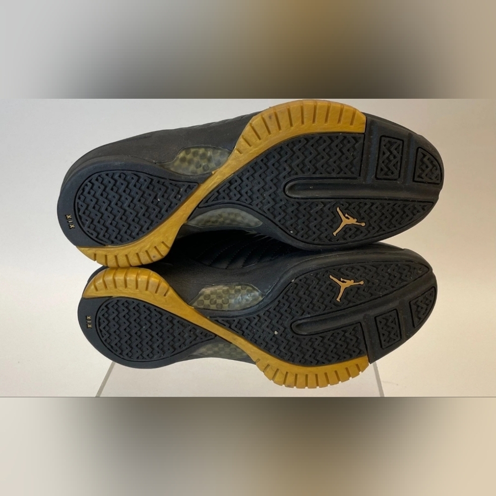 Nike Jordan 19 OG SE Black Metallic Gold Leather Basketball Sneakers Men 9 - Picture 8 of 9
